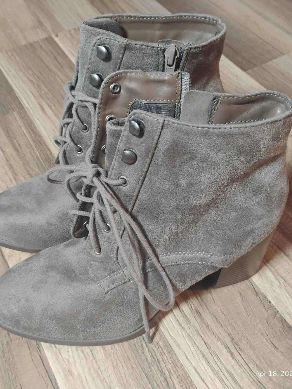 Soda Lace-Up Suede Ankle Boots in Gray